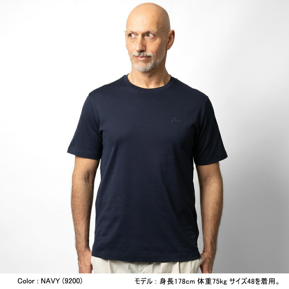 ヘルノ HERNO Tシャツ クルーネック JG00023UR ネイビー カーキ リゾートライン メンズ Tシャツ イタリア カットソー 高級Tシャツ ハイブランド 半袖
