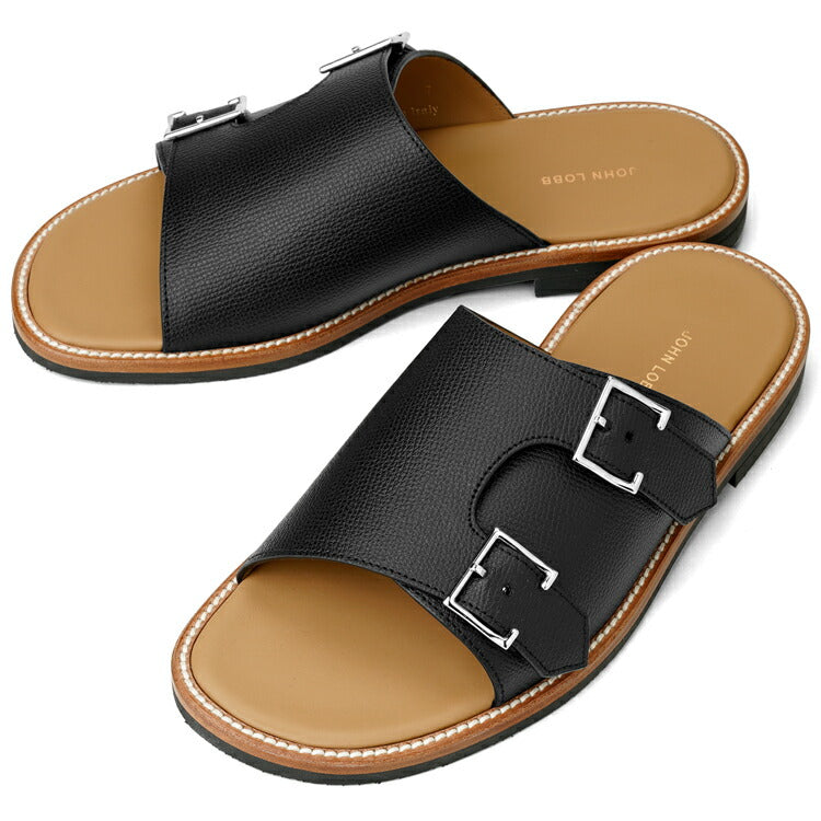 ジョンロブ JOHN LOBB レザーサンダル BEACON PD ダブルモンク シボ革 ブラック ワイズE ラスト1712 メンズ サンダル 夏 本革 ブランド