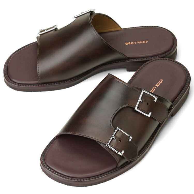 ジョンロブ JOHN LOBB レザーサンダル BEACON PD ダブルモンク ダークブラウン ワイズE ラスト1712 メンズ サンダル 夏 本革 ブランド