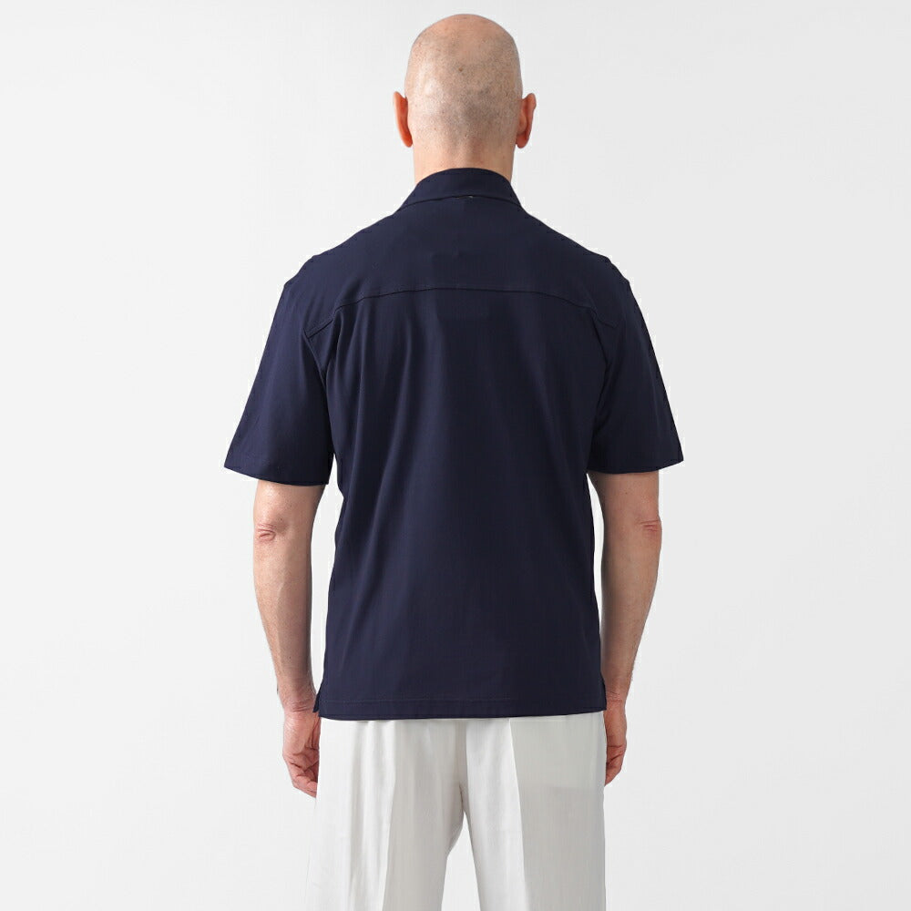 ヘルノ HERNO オープンカラーシャツ 開襟シャツ JPL00136U 半袖 ジャージーシャツ コットン メンズ シャツ 開襟 ベージュ ネイビー 2600 9200 綿 ストレッチ カジュアル ブランド インナー 無地 スリム イタリア インポート ドレス ビジネス カジュアル 春夏