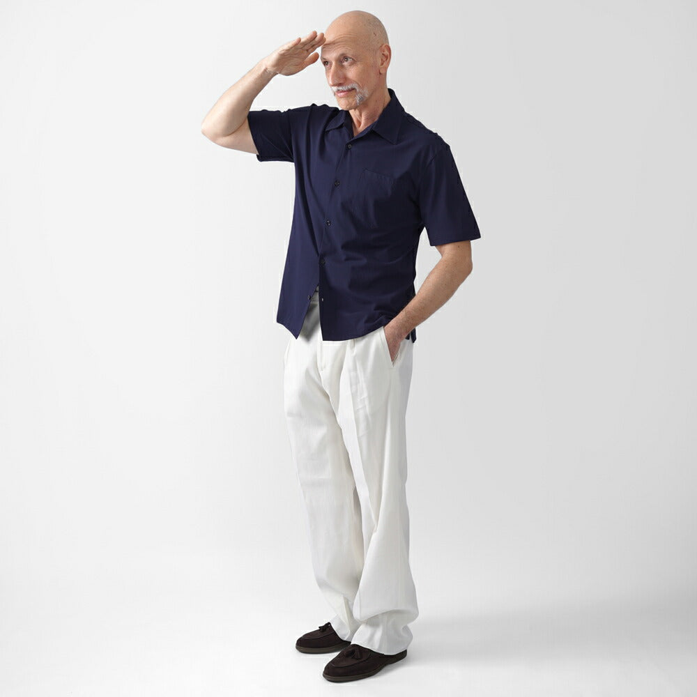 ヘルノ HERNO オープンカラーシャツ 開襟シャツ JPL00136U 半袖 ジャージーシャツ コットン メンズ シャツ 開襟 ベージュ ネイビー 2600 9200 綿 ストレッチ カジュアル ブランド インナー 無地 スリム イタリア インポート ドレス ビジネス カジュアル 春夏