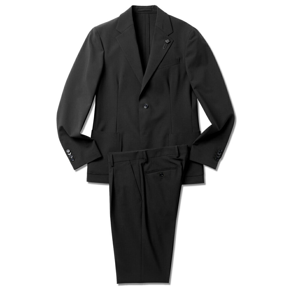 【返品不可】ラルディーニ LARDINI スーツ EQ148E-EQEL62704 ジャケット 1プリーツパンツ EASY WEAR 高機能 ウールトロピカル ストレッチウール ブラック ネイビー グレー オールシーズン メンズ セット セットアップ ブランド フォーマル 開き見せ  サイドベンツ イタリア