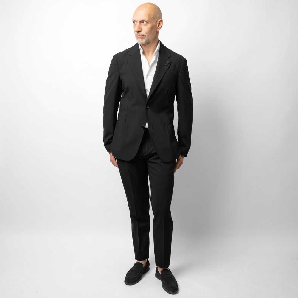 【返品不可】ラルディーニ LARDINI スーツ EQ148E-EQEL62704 ジャケット 1プリーツパンツ EASY WEAR 高機能 ウールトロピカル ストレッチウール ブラック ネイビー グレー オールシーズン メンズ セット セットアップ ブランド フォーマル 開き見せ  サイドベンツ イタリア