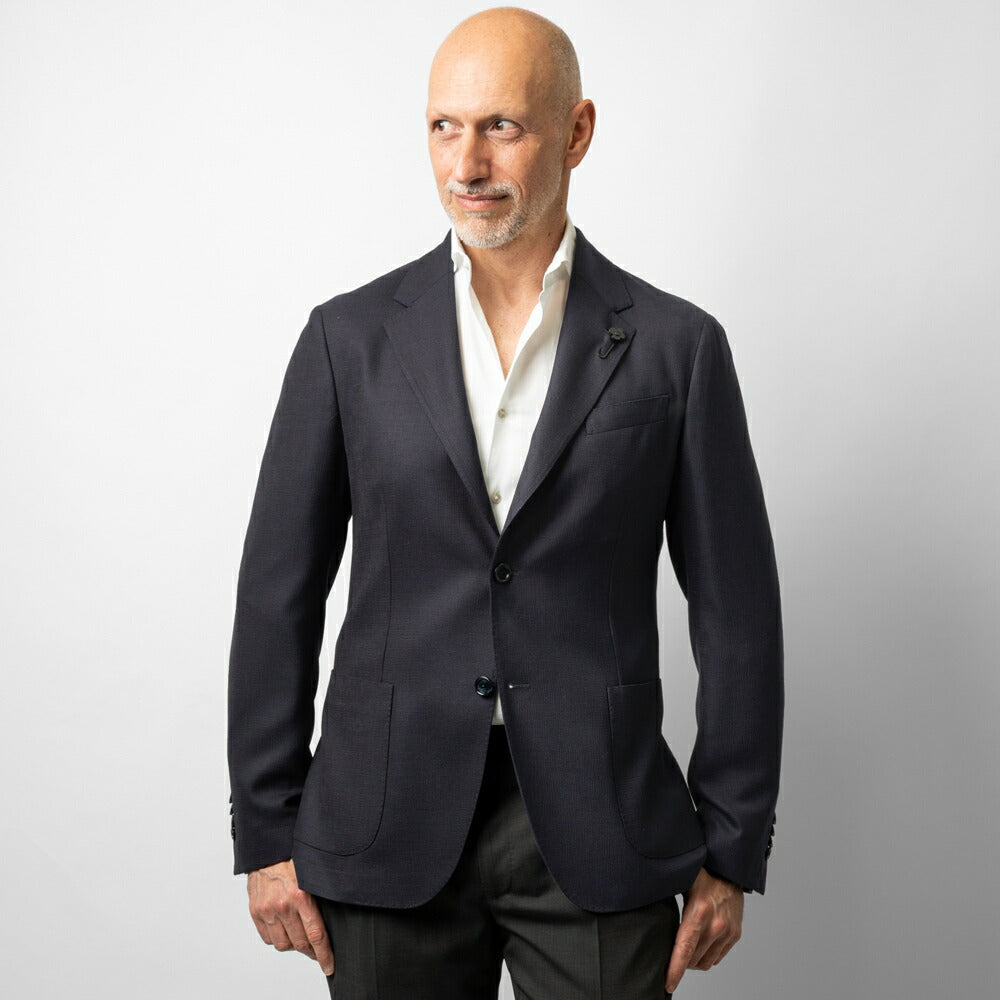 【返品不可】ラルディーニ LARDINI ジャケット  ネイビー EQ949E-EQEL62710 シングル テーラードジャケット ホップサック ストレッチ EASY WEAR 24春夏 メンズ ビジネス ブランド開き見せ  サイドベンツ 高級 クラシコ イタリア