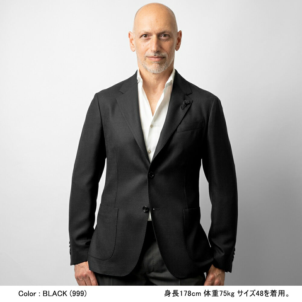 【返品不可】ラルディーニ LARDINI ジャケット  ネイビー EQ949E-EQEL62710 シングル テーラードジャケット ホップサック ストレッチ EASY WEAR 24春夏 メンズ ビジネス ブランド開き見せ  サイドベンツ 高級 クラシコ イタリア