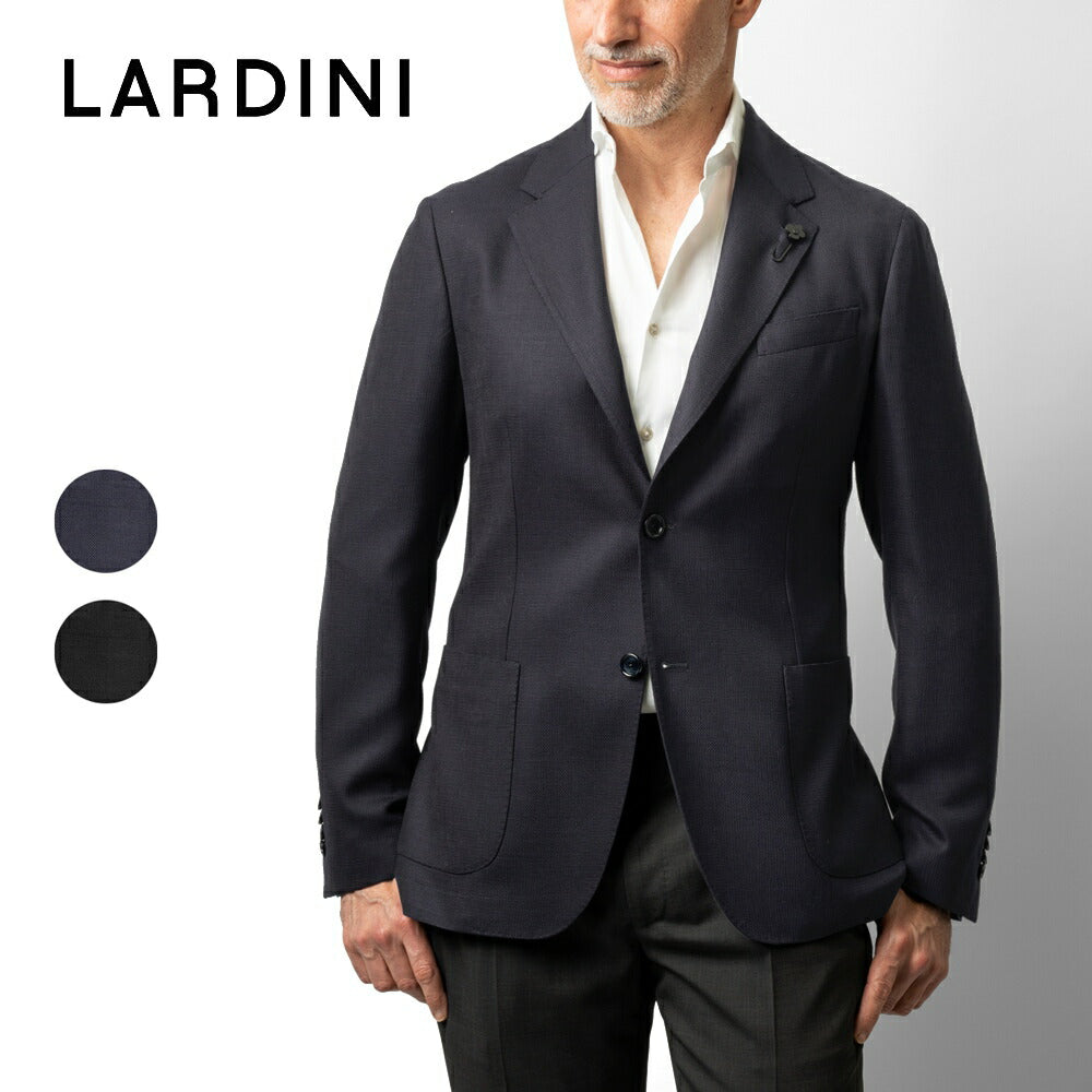【返品不可】ラルディーニ LARDINI ジャケット  ネイビー EQ949E-EQEL62710 シングル テーラードジャケット ホップサック ストレッチ EASY WEAR 24春夏 メンズ ビジネス ブランド開き見せ  サイドベンツ 高級 クラシコ イタリア