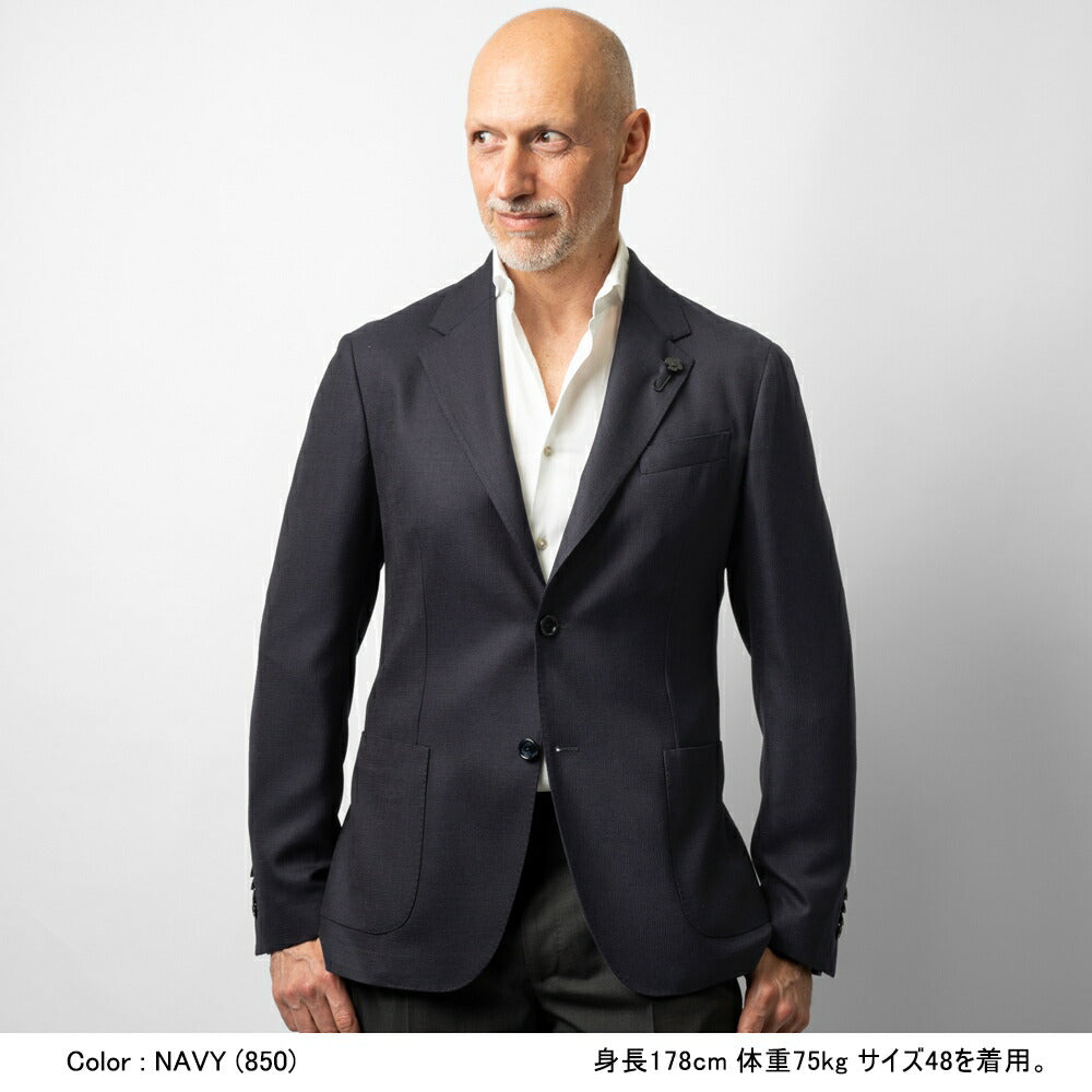 【返品不可】ラルディーニ LARDINI ジャケット  ネイビー EQ949E-EQEL62710 シングル テーラードジャケット ホップサック ストレッチ EASY WEAR 24春夏 メンズ ビジネス ブランド開き見せ  サイドベンツ 高級 クラシコ イタリア