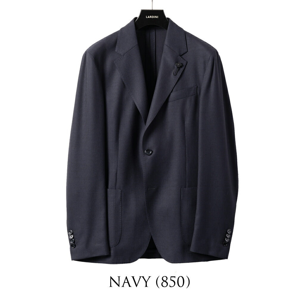 【返品不可】ラルディーニ LARDINI ジャケット  ネイビー EQ949E-EQEL62710 シングル テーラードジャケット ホップサック ストレッチ EASY WEAR 24春夏 メンズ ビジネス ブランド開き見せ  サイドベンツ 高級 クラシコ イタリア