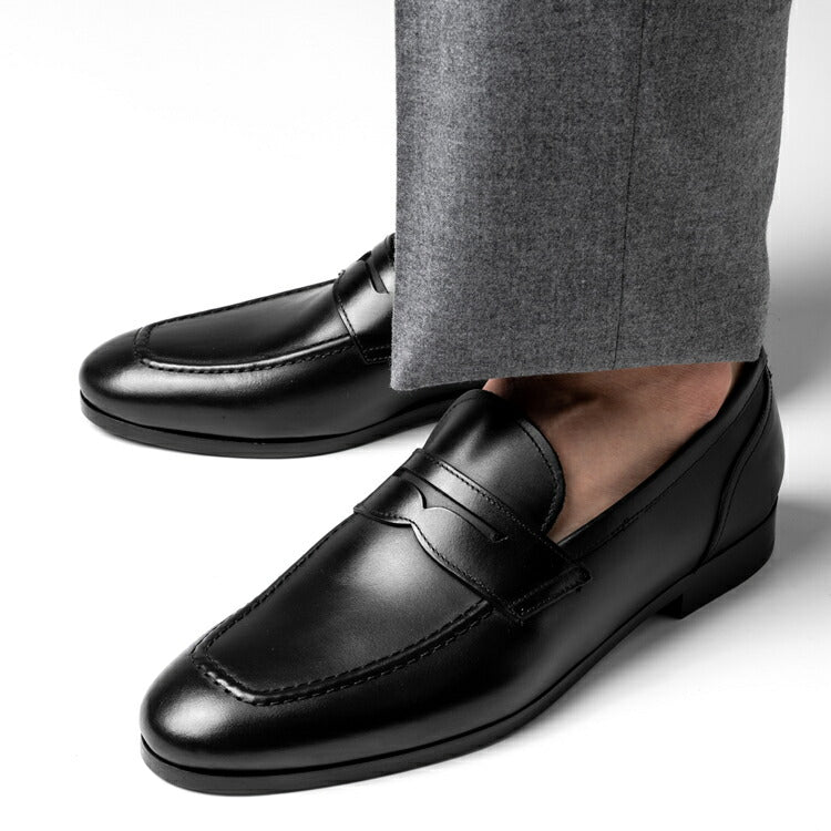 マント MAN.TO コインローファー レザー ブラック ALBERTO 革靴 本革 ローファー ドレスシューズ レザーソール メンズ ビジネス カジュアル イタリア メンズ靴 歩きやすい シンプル 【送料無料】