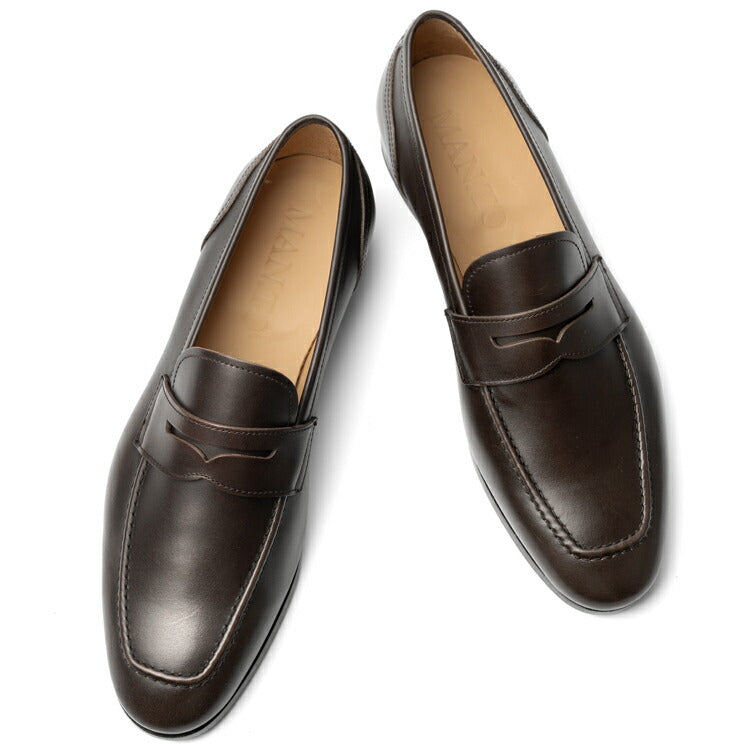 マント MAN.TO コインローファー ダークブラウン ALBERTO 革靴 本革 レザー  ローファー ドレスシューズ レザーソール メンズ ビジネス カジュアル イタリア メンズ靴 歩きやすい シンプル 【送料無料】