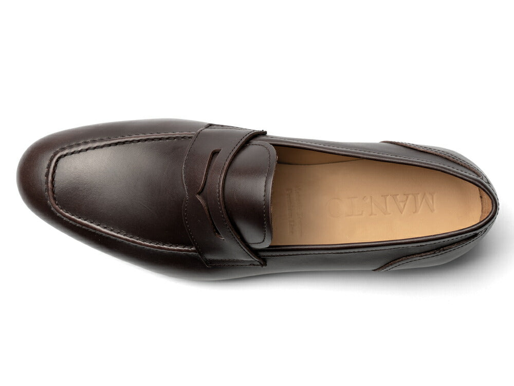 マント MAN.TO コインローファー ダークブラウン ALBERTO 革靴 本革 レザー  ローファー ドレスシューズ レザーソール メンズ ビジネス カジュアル イタリア メンズ靴 歩きやすい シンプル 【送料無料】