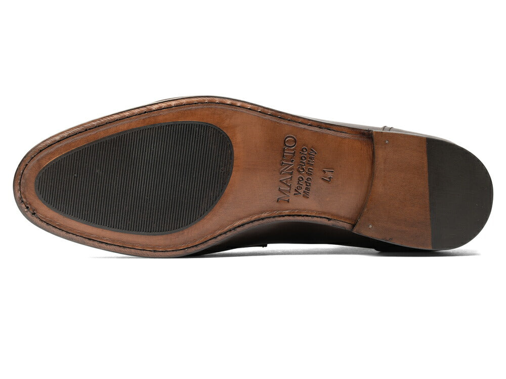 マント MAN.TO コインローファー ダークブラウン ALBERTO 革靴 本革 レザー  ローファー ドレスシューズ レザーソール メンズ ビジネス カジュアル イタリア メンズ靴 歩きやすい シンプル 【送料無料】