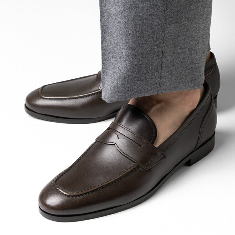 マント MAN.TO コインローファー ダークブラウン ALBERTO 革靴 本革 レザー  ローファー ドレスシューズ レザーソール メンズ ビジネス カジュアル イタリア メンズ靴 歩きやすい シンプル 【送料無料】