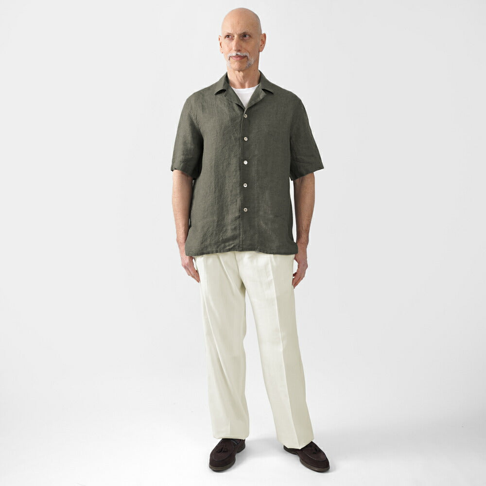 エキパージュ EQUIPAGE ベルテッドパンツ リネン スラックス ワイド PROTEO 687 ウール ストレッチ リネンウール 25春夏 メンズ ベルテッド ベルト ワイドパンツ カジュアル ビジネス イタリア ホワイト グレー リネンパンツ