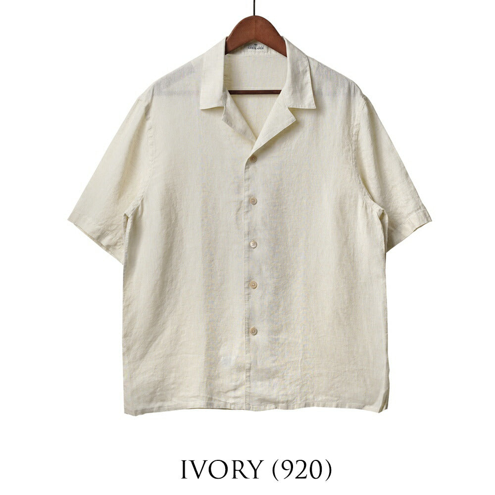 アレッサンドロゲラルディ ALESSANDRO GHERARDI オープンカラーシャツ 半袖シャツ MIAMI5 7423 開襟シャツ リネン カーキ アイボリー イタリア メンズ 半袖 シャツ カジュアル シャツ 夏 無地 オープンカラー 開襟 リネンシャツ