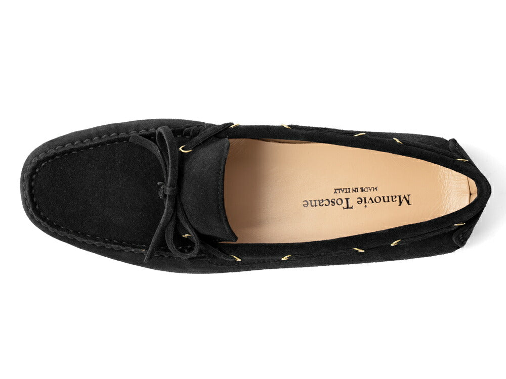 【返品不可】マノヴィエ トスカーネ MANOVIE TOSCANE ドライビングシューズ レディース LACCIO ブラック スエード モカシン モカシンシューズ フラット ぺたんこ靴 フラットシューズ カジュアル イタリア レディース靴 本革 軽量 歩きやすい 疲れない シンプル 柔らかい靴
