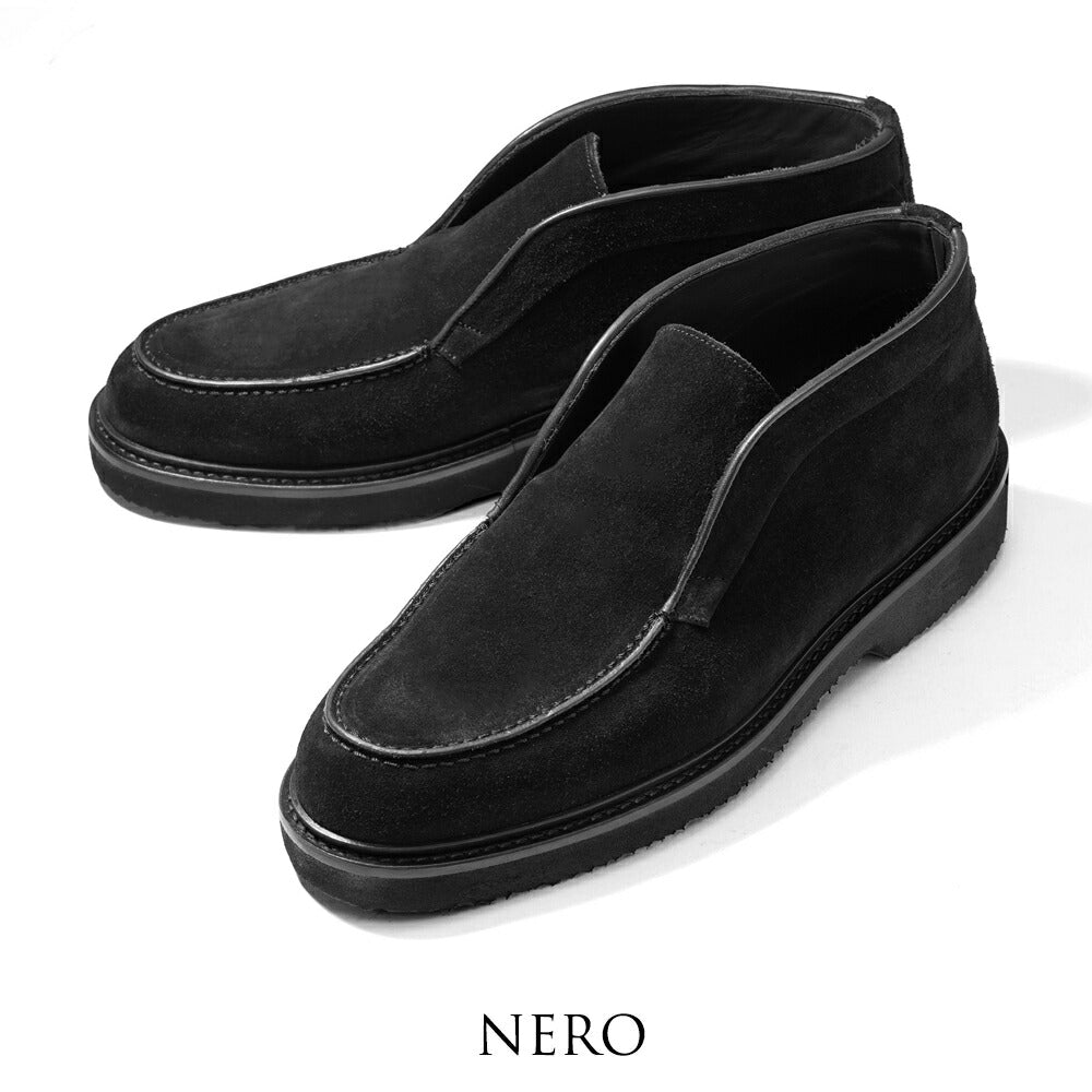 マノヴィエ トスカーネ MANOVIE TOSCANE スリップ・オンブーツ LEONE スエード ブラック ライトブラウン カーフスエード スリッポン アンクルブーツ メンズ カジュアル イタリア メンズ靴 本革 軽量 歩きやすい 疲れない シンプル 【送料無料】