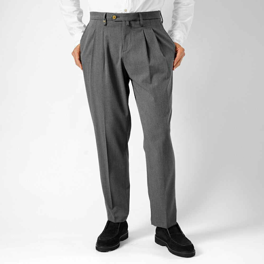 バルバッティ BARBATI スラックス 2プリーツ ツープリーツ P-OLIVER 225782 ストレッチ 25秋冬 ポリエステル テーパードパンツ スリムパンツ メンズ ズボン 紳士ズボン パンツ ブラック グレー ブラウン ベージュ