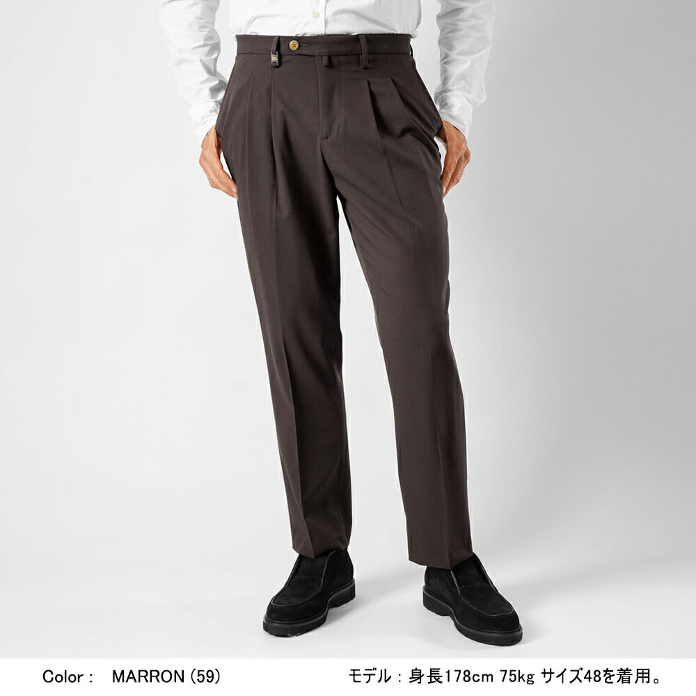 バルバッティ BARBATI スラックス 2プリーツ ツープリーツ P-OLIVER 225782 ストレッチ 25秋冬 ポリエステル テーパードパンツ スリムパンツ メンズ ズボン 紳士ズボン パンツ ブラック グレー ブラウン ベージュ