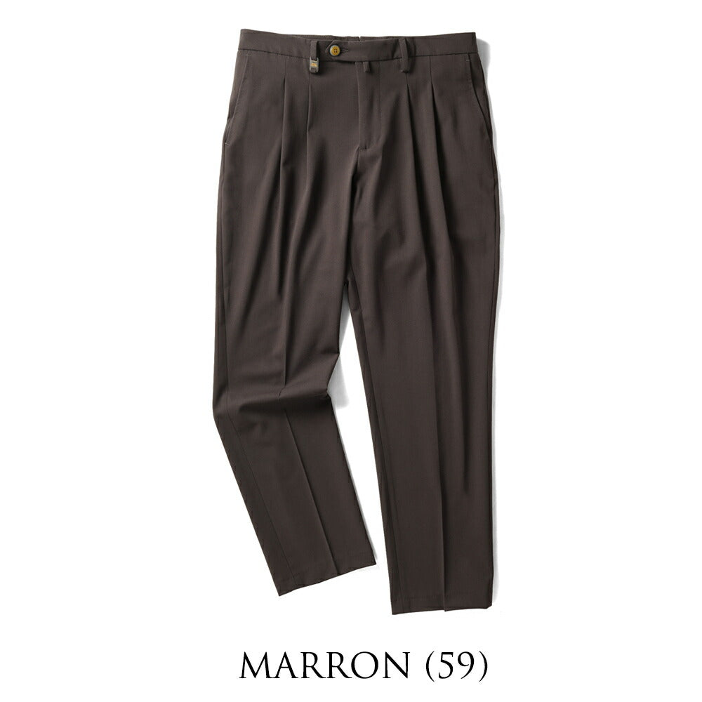 バルバッティ BARBATI スラックス 2プリーツ ツープリーツ P-OLIVER 225782 ストレッチ 25秋冬 ポリエステル テーパードパンツ スリムパンツ メンズ ズボン 紳士ズボン パンツ ブラック グレー ブラウン ベージュ