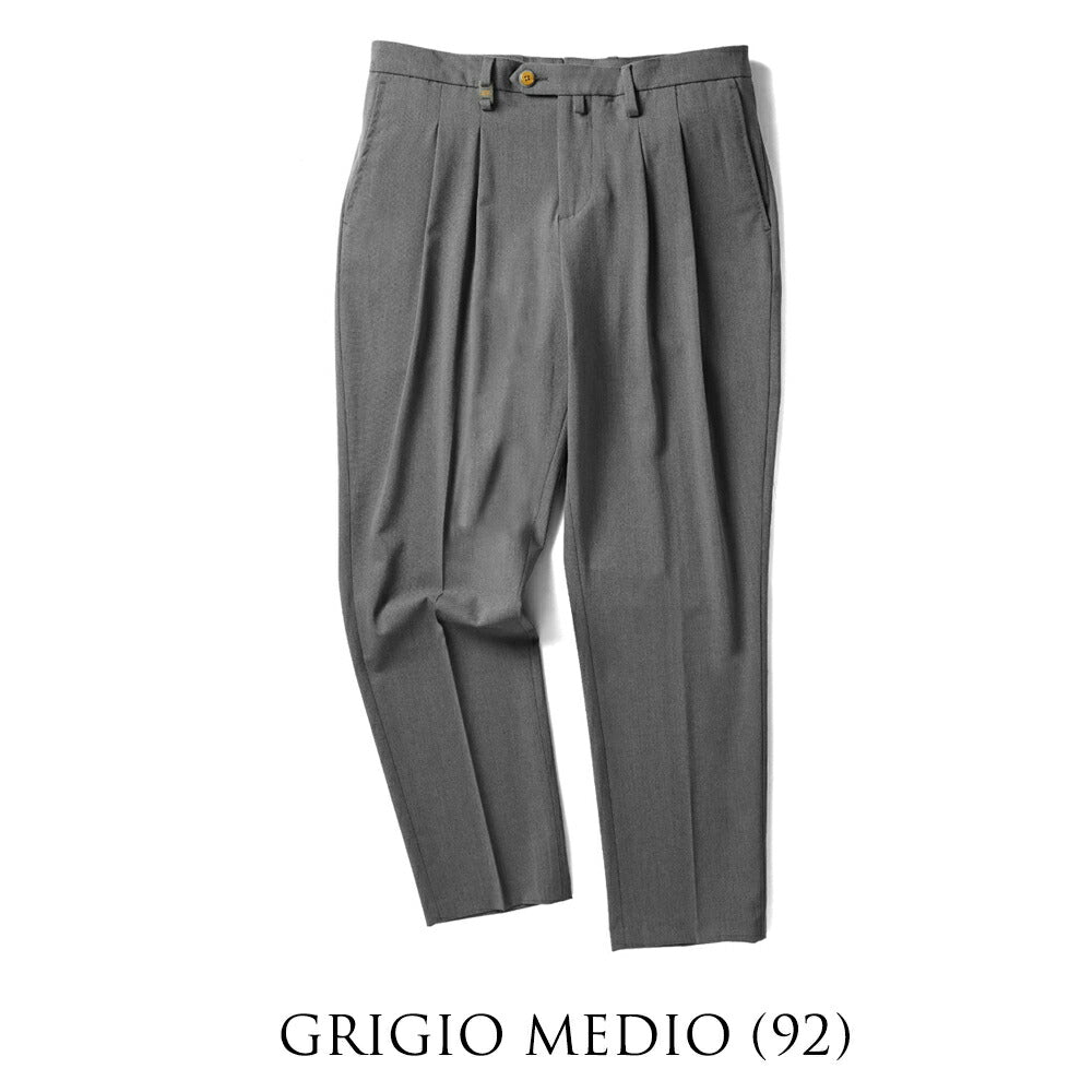 バルバッティ BARBATI スラックス 2プリーツ ツープリーツ P-OLIVER 225782 ストレッチ 25秋冬 ポリエステル テーパードパンツ スリムパンツ メンズ ズボン 紳士ズボン パンツ ブラック グレー ブラウン ベージュ