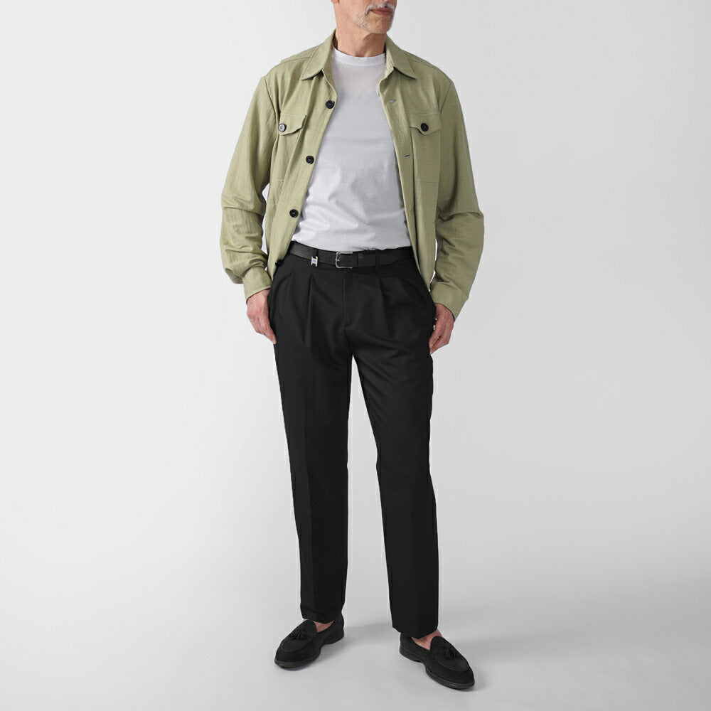 ハリスワーフロンドン HARRIS WHARF LONDON C9320PYF シャツジャケット シャツアウター 25春夏 ネイビー セージグリーン レーヨン  カジュアル モード シンプル メンズ シャツ ライトアウター ストレッチ インポート イタリア イギリス