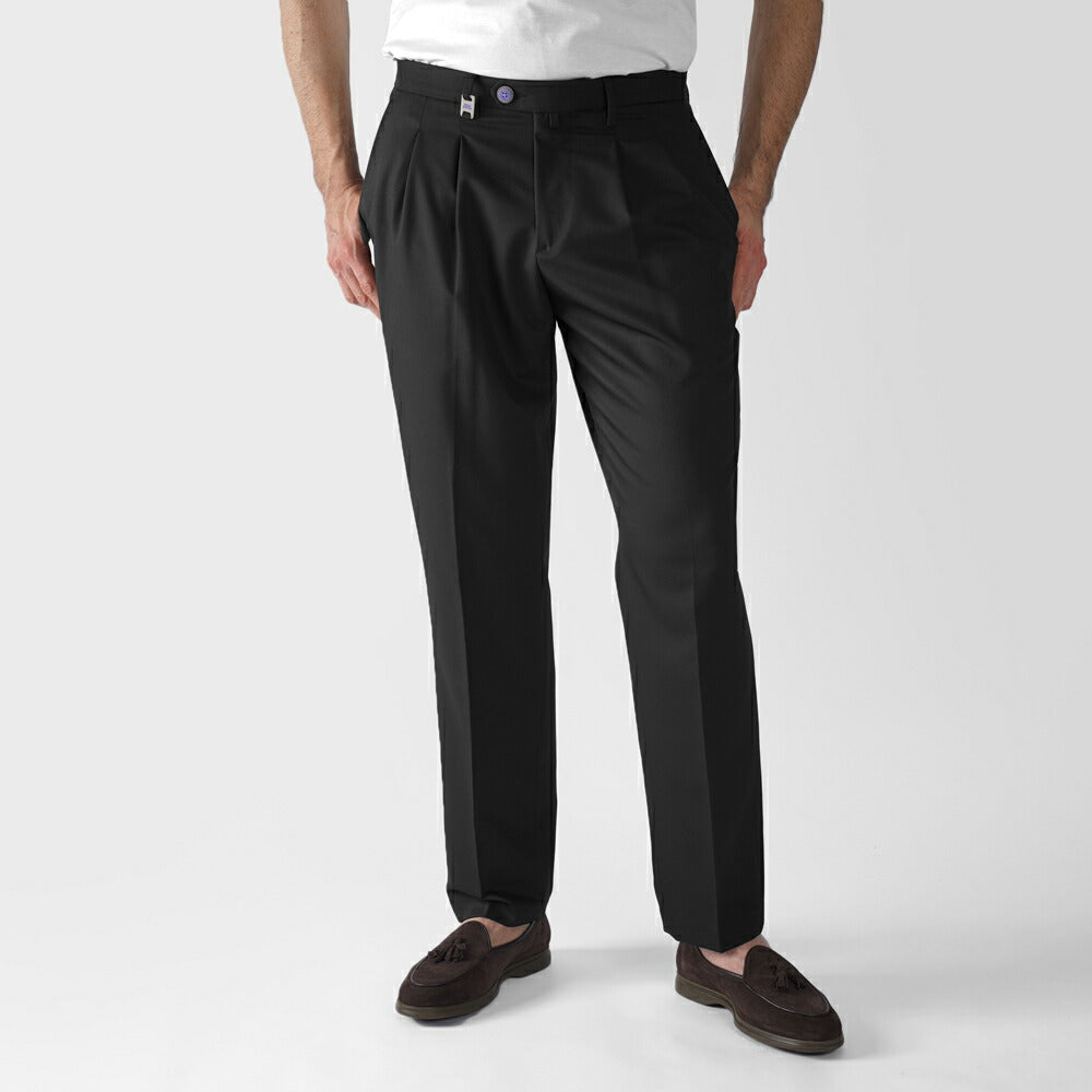 バルバッティ BARBATI スラックス 2プリーツ ツープリーツ P-OLIVER 125851 ストレッチ 25春夏 ポリエステル テーパードパンツ スリムパンツ メンズ ズボン 紳士ズボン パンツ ブラック カーキ ミリタリーグリーン ベージュ