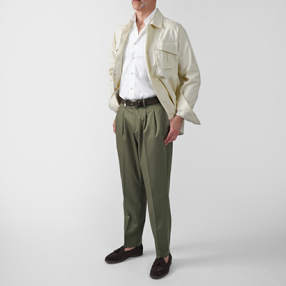 バルバッティ BARBATI スラックス 2プリーツ ツープリーツ P-OLIVER 125851 ストレッチ 25春夏 ポリエステル テーパードパンツ スリムパンツ メンズ ズボン 紳士ズボン パンツ ブラック カーキ ミリタリーグリーン ベージュ