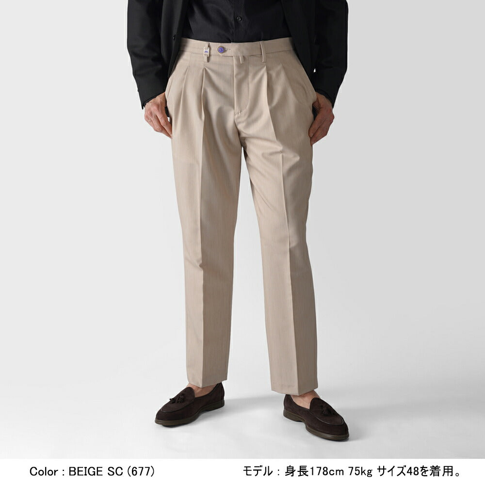 バルバッティ BARBATI スラックス 2プリーツ ツープリーツ P-OLIVER 125851 ストレッチ 25春夏 ポリエステル テーパードパンツ スリムパンツ メンズ ズボン 紳士ズボン パンツ ブラック カーキ ミリタリーグリーン ベージュ