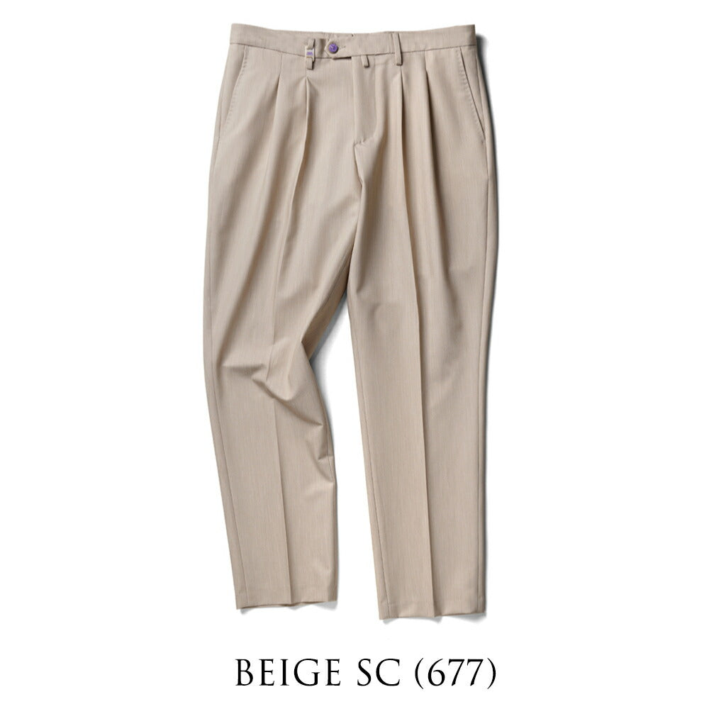 バルバッティ BARBATI スラックス 2プリーツ ツープリーツ P-OLIVER 125851 ストレッチ 25春夏 ポリエステル テーパードパンツ スリムパンツ メンズ ズボン 紳士ズボン パンツ ブラック カーキ ミリタリーグリーン ベージュ