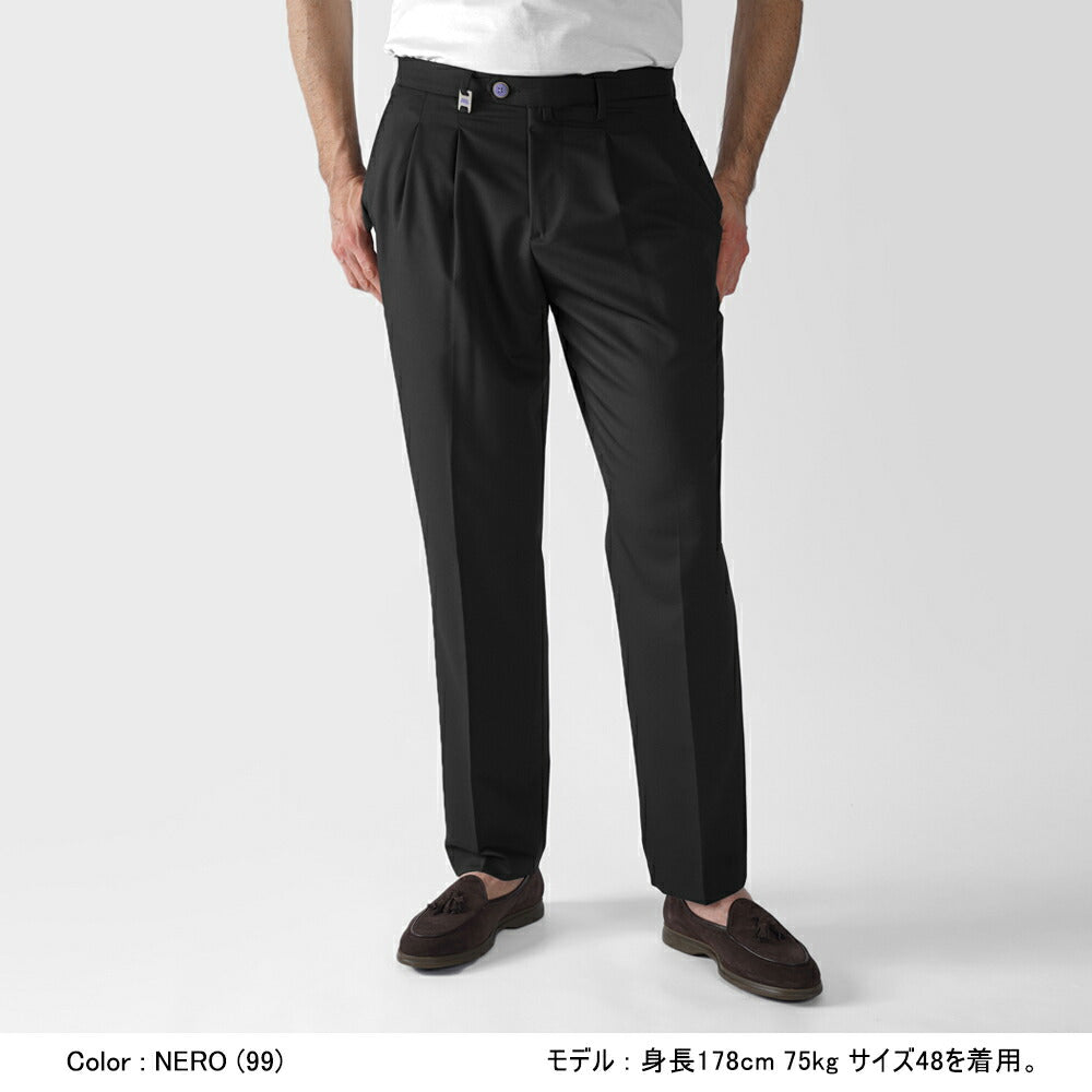 バルバッティ BARBATI スラックス 2プリーツ ツープリーツ P-OLIVER 125851 ストレッチ 25春夏 ポリエステル テーパードパンツ スリムパンツ メンズ ズボン 紳士ズボン パンツ ブラック カーキ ミリタリーグリーン ベージュ