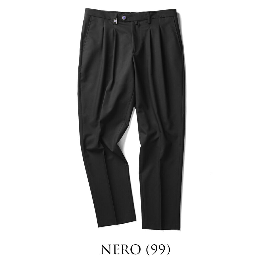 バルバッティ BARBATI スラックス 2プリーツ ツープリーツ P-OLIVER 125851 ストレッチ 25春夏 ポリエステル テーパードパンツ スリムパンツ メンズ ズボン 紳士ズボン パンツ ブラック カーキ ミリタリーグリーン ベージュ