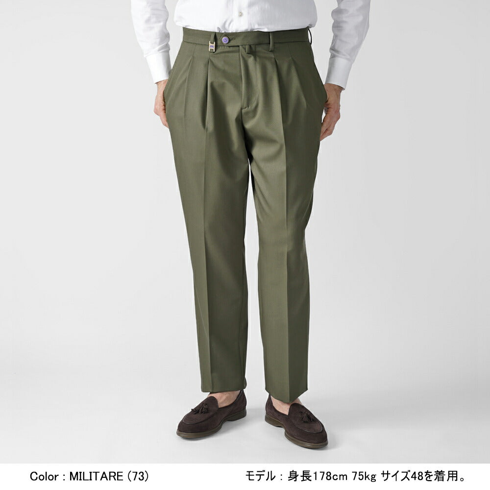 バルバッティ BARBATI スラックス 2プリーツ ツープリーツ P-OLIVER 125851 ストレッチ 25春夏 ポリエステル テーパードパンツ スリムパンツ メンズ ズボン 紳士ズボン パンツ ブラック カーキ ミリタリーグリーン ベージュ