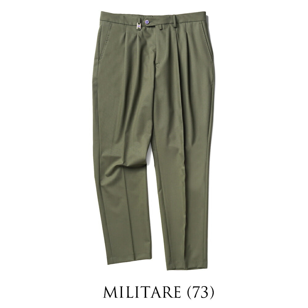 バルバッティ BARBATI スラックス 2プリーツ ツープリーツ P-OLIVER 125851 ストレッチ 25春夏 ポリエステル テーパードパンツ スリムパンツ メンズ ズボン 紳士ズボン パンツ ブラック カーキ ミリタリーグリーン ベージュ