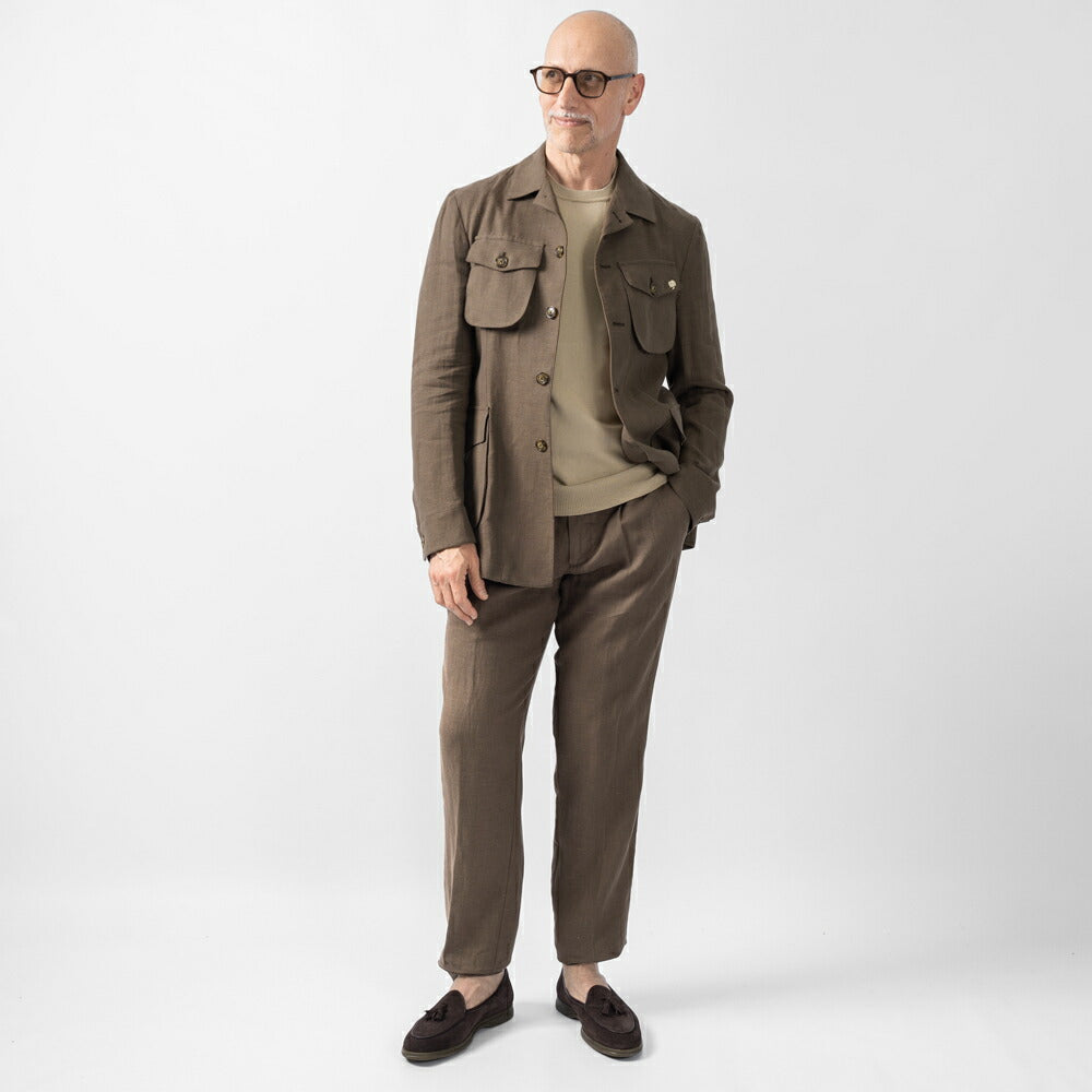 ベルネーゼミラノ BERNESE MILANO リネンパンツ ブルー ブラック ブラウン TLI57PA571BP25 リネンジャケット 25春夏 セットアップ対応 メンズ カジュアル ブランド イタリア