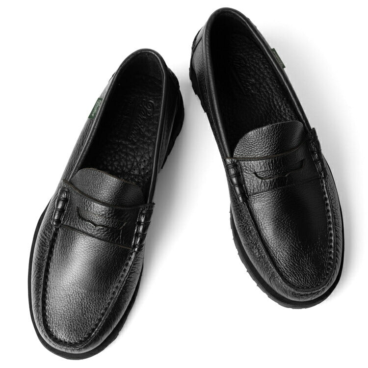 パラブーツ PARABOOT CORAUX / RAID コロー コインローファー ブラック シボ革 NOIRE-FOUL NOIR コマンドソール モカシン ローファー 183332 デッキシューズ スリッポン メンズ革靴 高品質 メンズ ブランド 履き心地 紳士靴 カジュアル 革靴