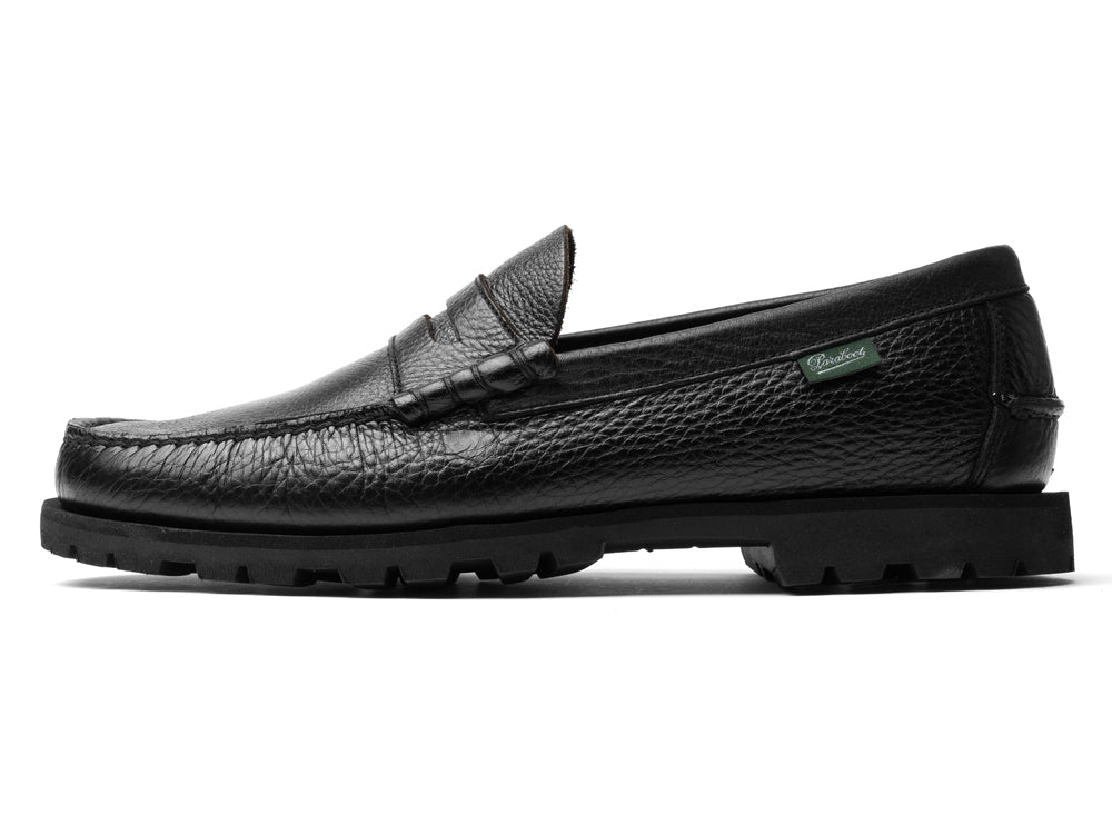 パラブーツ PARABOOT CORAUX / RAID コロー コインローファー ブラック シボ革 NOIRE-FOUL NOIR コマンドソール モカシン ローファー 183332 デッキシューズ スリッポン メンズ革靴 高品質 メンズ ブランド 履き心地 紳士靴 カジュアル 革靴