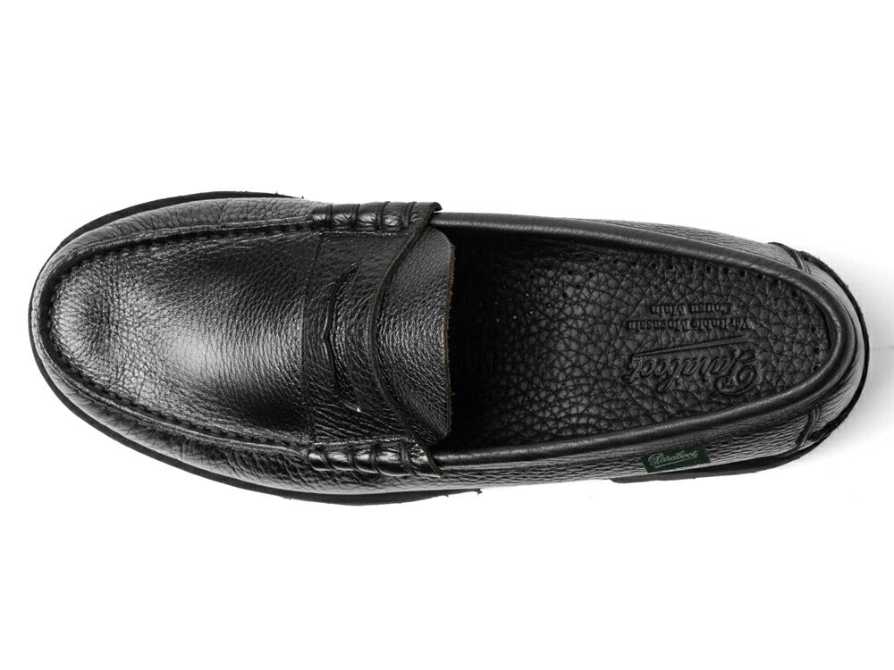 パラブーツ PARABOOT CORAUX / RAID コロー コインローファー ブラック シボ革 NOIRE-FOUL NOIR コマンドソール モカシン ローファー 183332 デッキシューズ スリッポン メンズ革靴 高品質 メンズ ブランド 履き心地 紳士靴 カジュアル 革靴
