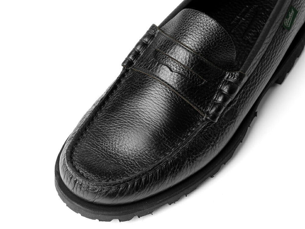 パラブーツ PARABOOT CORAUX / RAID コロー コインローファー ブラック シボ革 NOIRE-FOUL NOIR コマンドソール モカシン ローファー 183332 デッキシューズ スリッポン メンズ革靴 高品質 メンズ ブランド 履き心地 紳士靴 カジュアル 革靴