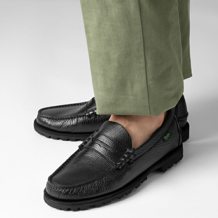 パラブーツ PARABOOT CORAUX / RAID コロー コインローファー ブラック シボ革 NOIRE-FOUL NOIR コマンドソール モカシン ローファー 183332 デッキシューズ スリッポン メンズ革靴 高品質 メンズ ブランド 履き心地 紳士靴 カジュアル 革靴