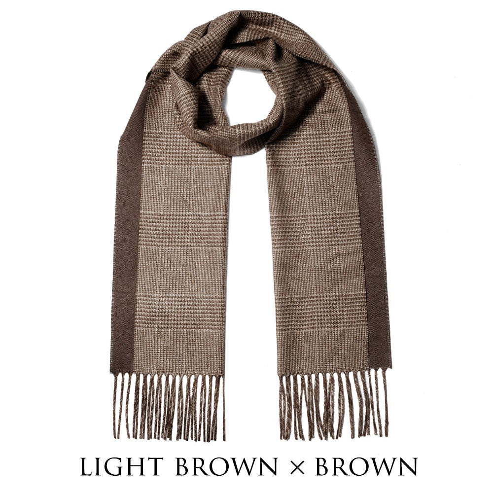 ピアチェンツァ PIACENZA カシミア混シルク ストール マフラー グレンチェック ダブルフェイス グレー×チャコール / ライトブラウン×ブラウン / ワインレッド×パープル メンズ レディース 秋 冬 カシミア シルク カシミヤ チェック 冬小物 プレゼント