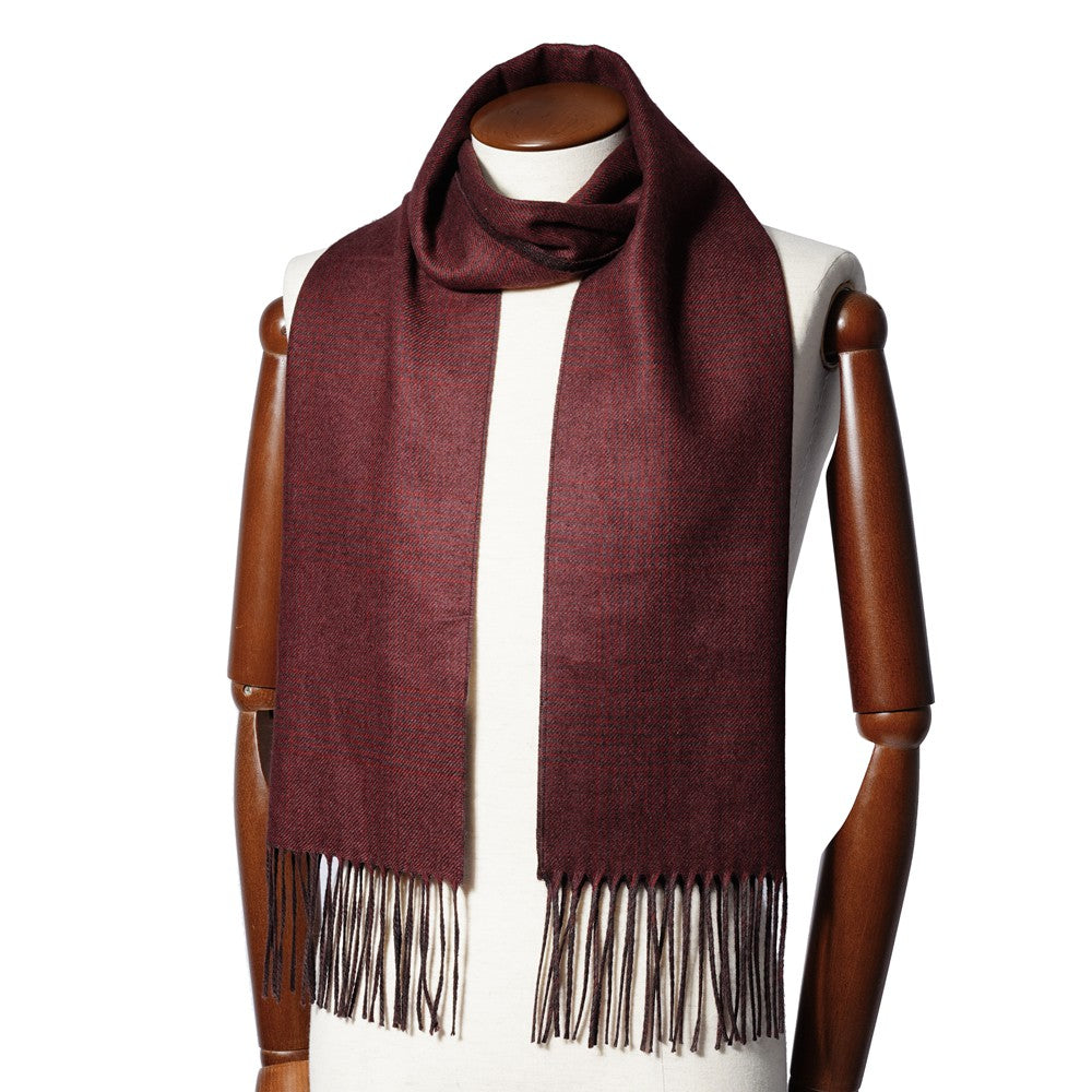 ピアチェンツァ PIACENZA カシミア混シルク ストール マフラー グレンチェック ダブルフェイス グレー×チャコール / ライトブラウン×ブラウン / ワインレッド×パープル メンズ レディース 秋 冬 カシミア シルク カシミヤ チェック 冬小物 プレゼント