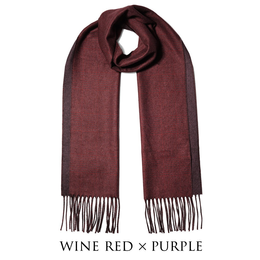 ピアチェンツァ PIACENZA カシミア混シルク ストール マフラー グレンチェック ダブルフェイス グレー×チャコール / ライトブラウン×ブラウン / ワインレッド×パープル メンズ レディース 秋 冬 カシミア シルク カシミヤ チェック 冬小物 プレゼント