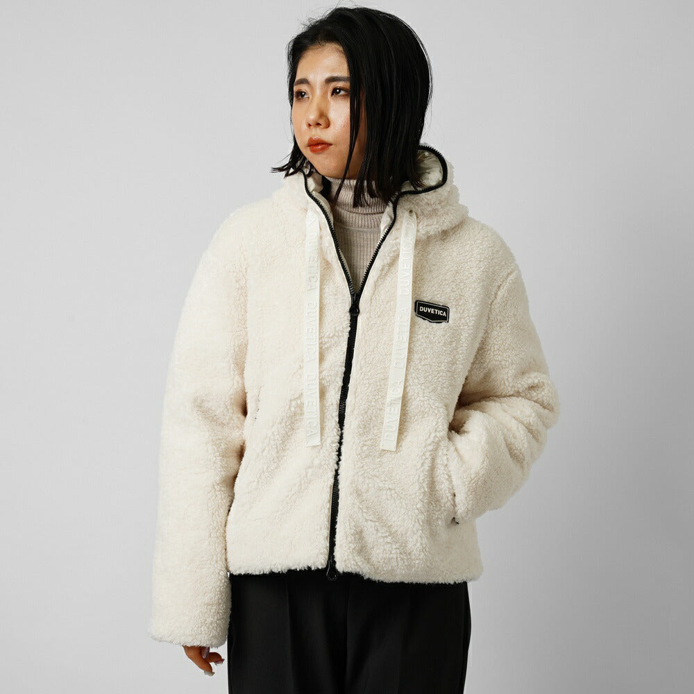 【返品不可】デュベティカ DUVETICA ボアブルゾン ダウンジャケット PREMUDA ブルゾン ベージュ レディース アウター イタリア ダウン 22AW ショート フード付き 可愛い ブランド 暖かい 秋 冬 【送料無料】