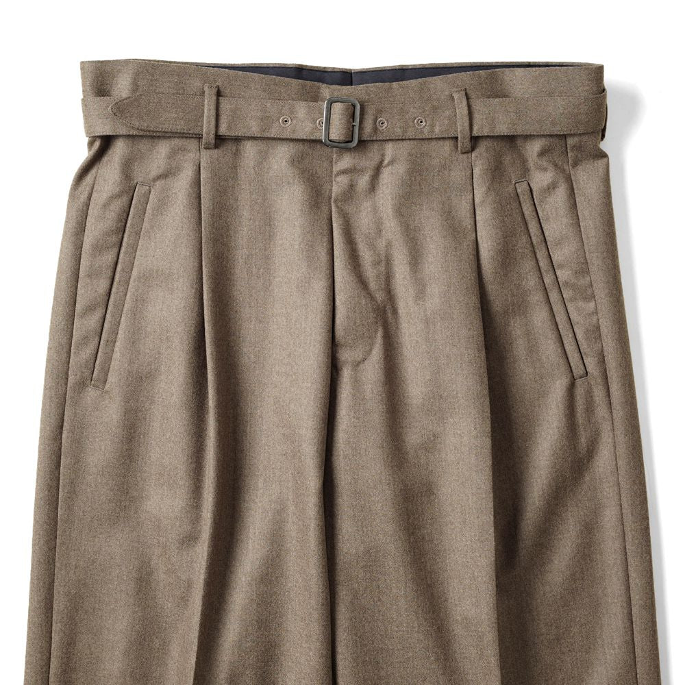 エキパージュ EQUIPAGE ベルテッドパンツ スラックス ワイド PROTEO 106 ウール 25秋冬 ベルテッド ベルト ワイドパンツ メンズ カジュアル ビジネス イタリア ワイドスラックス ブラウン ネイビー