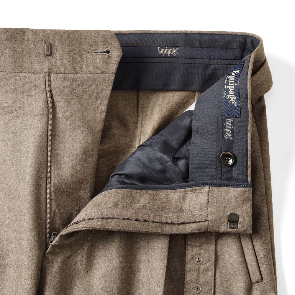 エキパージュ EQUIPAGE ベルテッドパンツ スラックス ワイド PROTEO 106 ウール 25秋冬 ベルテッド ベルト ワイドパンツ メンズ カジュアル ビジネス イタリア ワイドスラックス ブラウン ネイビー