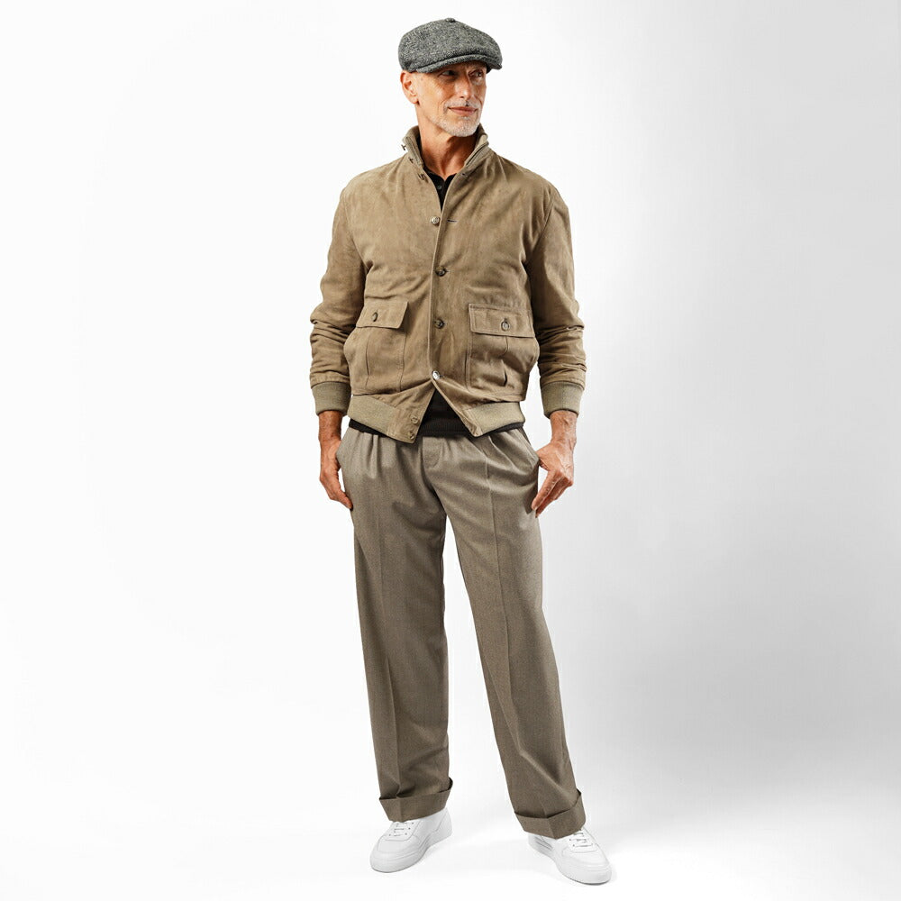 エキパージュ EQUIPAGE ベルテッドパンツ スラックス ワイド PROTEO 106 ウール 25秋冬 ベルテッド ベルト ワイドパンツ メンズ カジュアル ビジネス イタリア ワイドスラックス ブラウン ネイビー