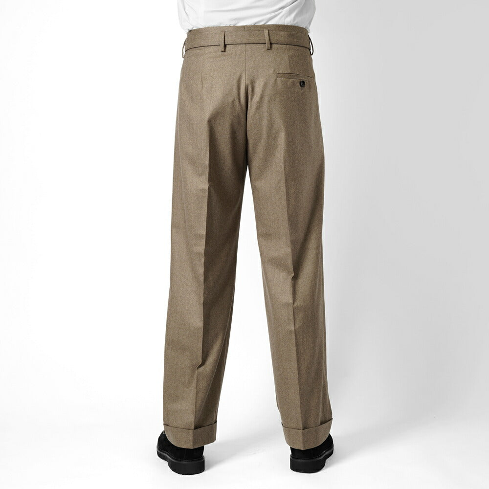 エキパージュ EQUIPAGE ベルテッドパンツ スラックス ワイド PROTEO 106 ウール 25秋冬 ベルテッド ベルト ワイドパンツ メンズ カジュアル ビジネス イタリア ワイドスラックス ブラウン ネイビー