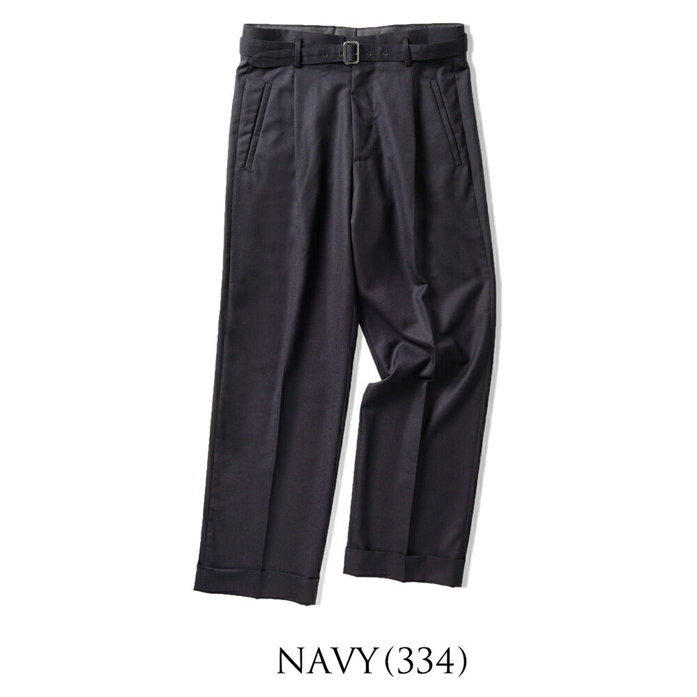 エキパージュ EQUIPAGE ベルテッドパンツ スラックス ワイド PROTEO 106 ウール 25秋冬 ベルテッド ベルト ワイドパンツ メンズ カジュアル ビジネス イタリア ワイドスラックス ブラウン ネイビー