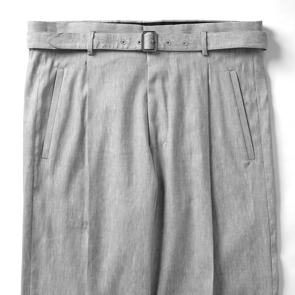 エキパージュ EQUIPAGE ベルテッドパンツ リネン スラックス ワイド PROTEO 687 ウール ストレッチ リネンウール 25春夏 メンズ ベルテッド ベルト ワイドパンツ カジュアル ビジネス イタリア ホワイト グレー リネンパンツ